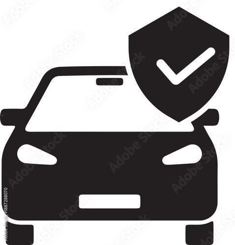 Car Insurance Shield with Check Mark Icon