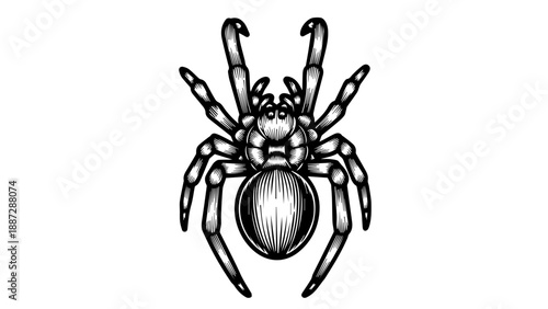 Anatomically accurate spider illustration with eight elongated legs and prominent eyes