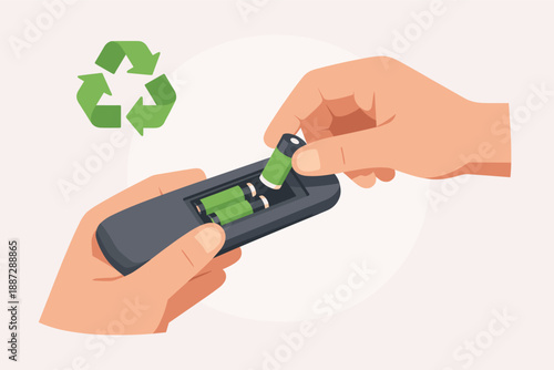 Hands recycling remote control batteries