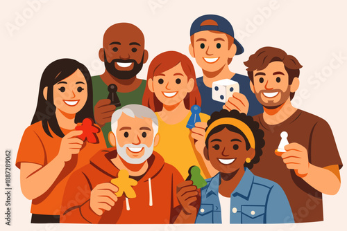 Diverse group of people enjoying board game night together