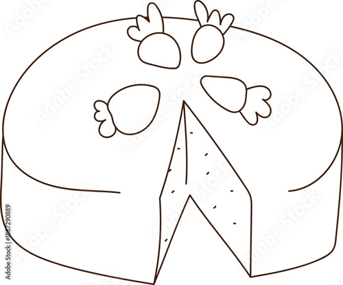Cake Slice Cut Line Art