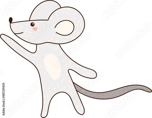 Mouse Waving Cartoon