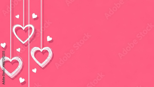 Valentine's Day Pink Background with Cascading White Hearts - Perfect for Valentine's Day, Weddings, and Romantic Celebrations