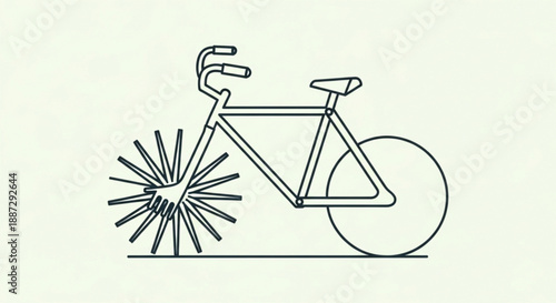 Modern bicycle with dynamic wheel motion on clean background for cycling concepts