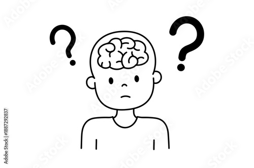 疑問を感じる脳のイラスト