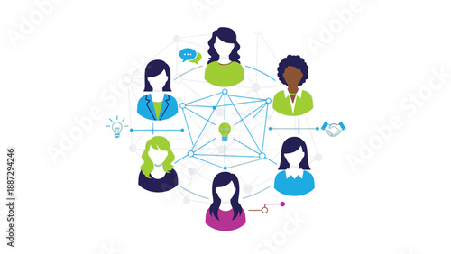 Diverse Group of People Connected Network.