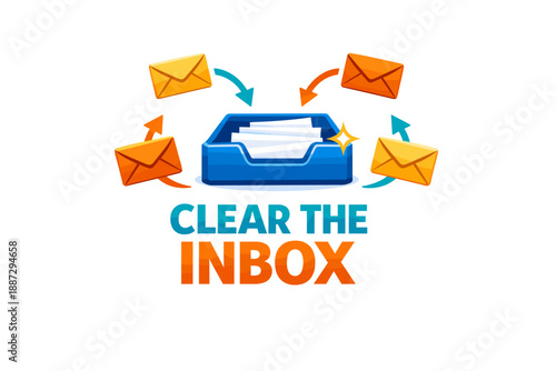 Clear the inbox: colorful email management illustration with envelopes