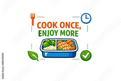 Healthy meal prep delight: cook once, enjoy more with balanced portions