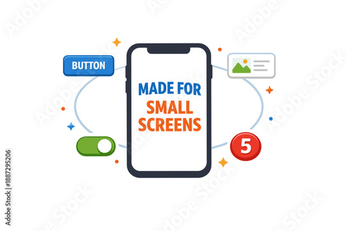 Mobile ui design elements for small screens: buttons, icons, toggles, notifications