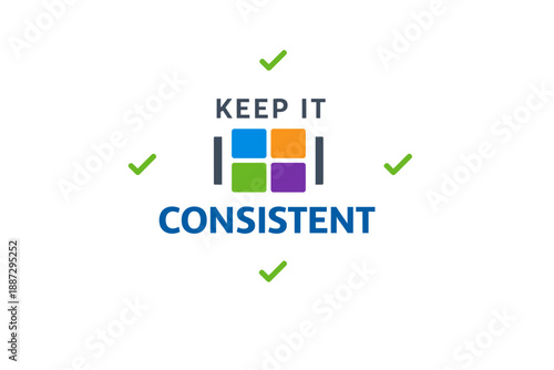 Keep it consistent graphic design with colorful squares and check marks