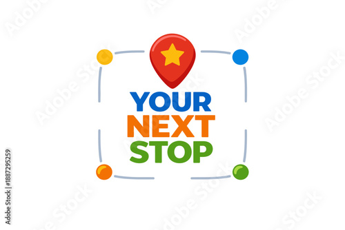 Colorful travel logo with map pin and star symbol