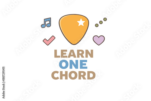 Learn one chord: simplified guitar guide with musical icons