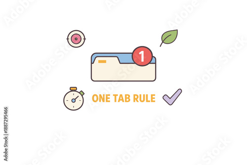 Minimalist one tab rule concept with folder and notifications