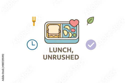 Lunch unrushed: bento box with sandwich, fruits, and vegetables