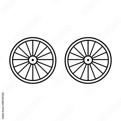 bicycle wheels vector line icon on a white background.
Vector line icon on a white background