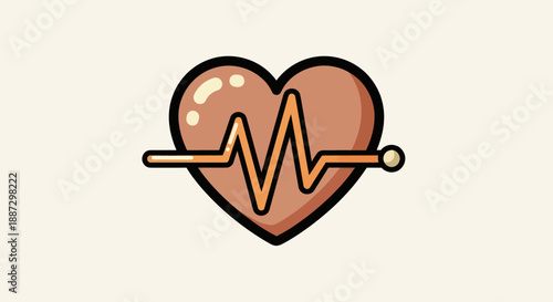 A stylized heart with a pulse line inside, dark outline, on a light background