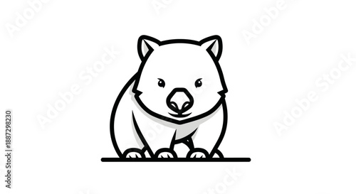 Cartoon depiction of a cute, squat creature with large black lines. It stands looking forward