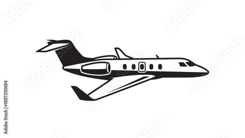 Sleek private jet in midflight with a streamlined silhouette against clear sky.