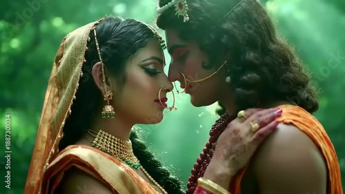 Hindu Gods with Romance, Love, and Forest.