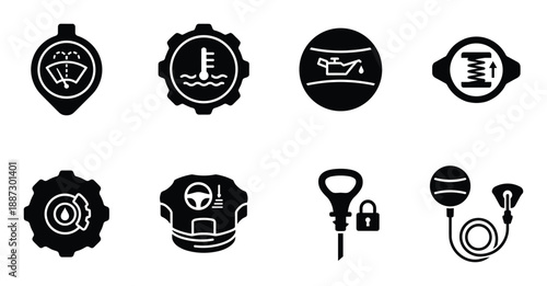 Car dashboard and control icons for vehicle diagnostics and driver information system