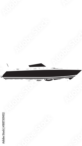 Luxurious motor yacht cruising on calm blue waters at sea.