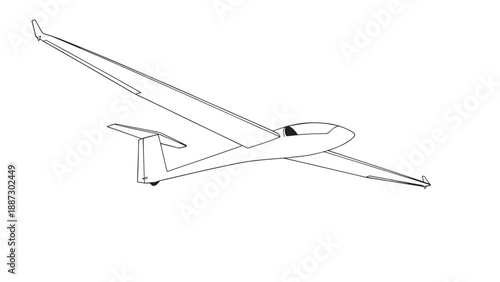 Sleek glider aircraft with long wings in flight.