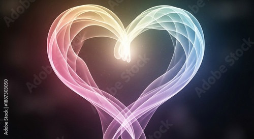 Wallpaper Mural Abstract heart shape glowing with rainbow colors on black background Torontodigital.ca