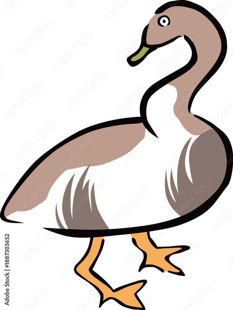 Obraz premium ガチョウのイラスト ベクター 水鳥 キャラクター風