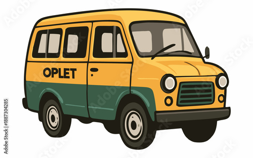 Classic Indonesian Oplet Minibus Illustration