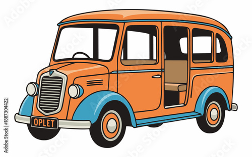 Retro Orange Mini-Bus Illustration