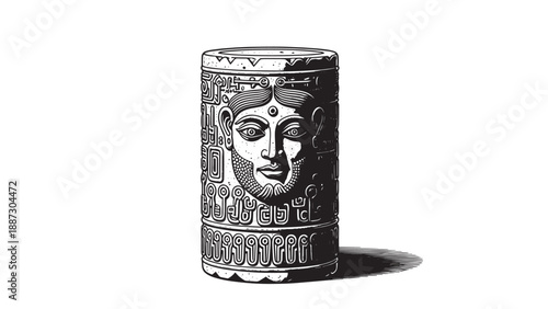 Decorative Buddha Cylinder Candleholder with Intricate Metalwork and Spiritual Motifs.