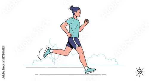 Young Woman Running Outdoors in Sportswear.