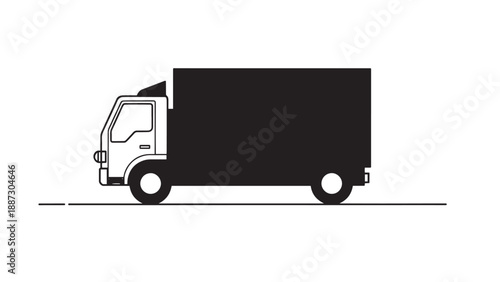 Simple Delivery Truck Illustration Moving on Road.