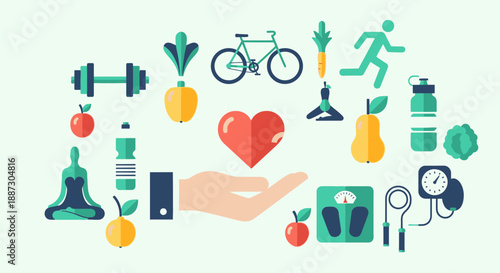 Healthy Lifestyle Icons and Symbols Collection.