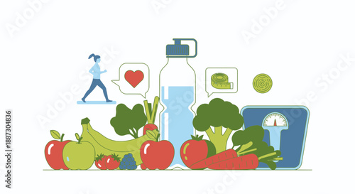 Healthy Lifestyle with Fresh Fruits and Vegetables.