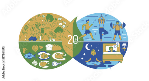 Illustrated Day and Night Cycle Scenes.