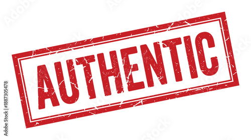 Authentic red grunge stamp with textured effect for product or document certification