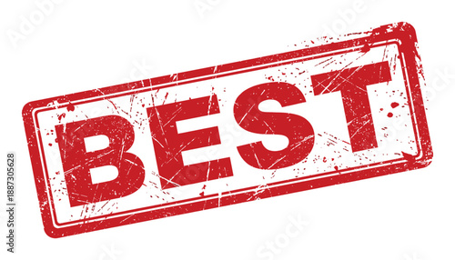 Best, red grunge rubber stamp vector illustration on transparency grid background, dirty effect, ink