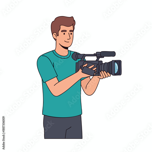 Man filming with professional video camera