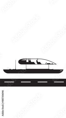 Silhouette of a luxury yacht with a helicopter on its deck at sea, side view.