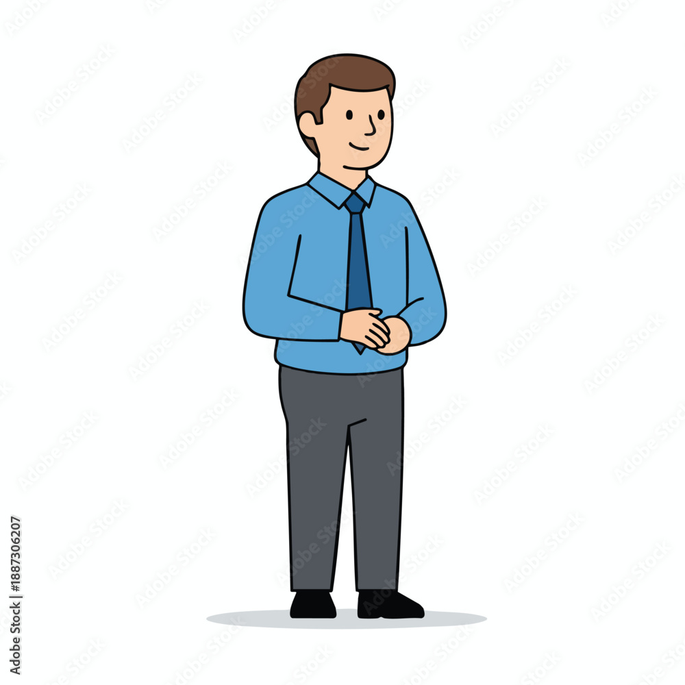 Obraz premium Cartoon businessman in formal attire standing confidently