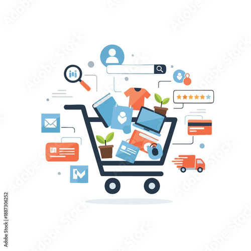 E commerce Shopping Cart with Digital Elements