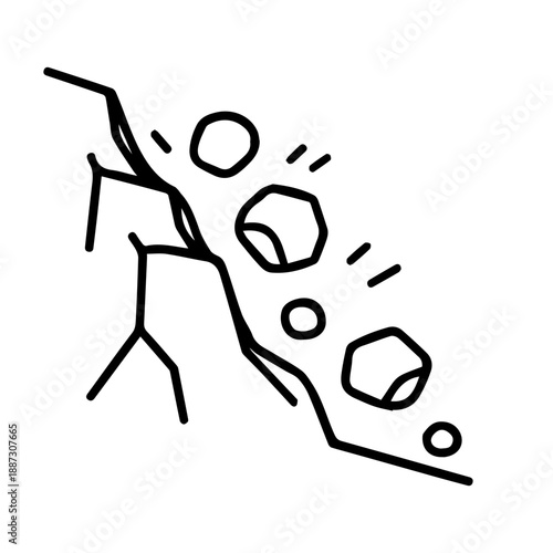 Rockfall vector line icon on a white background.
Vector line icon on a white background