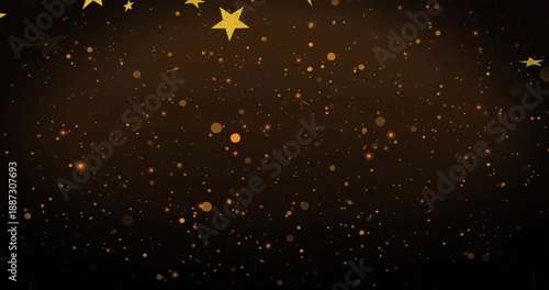 Glittering festive backdrop showing centered gold star cutouts over dark gradient with bokeh