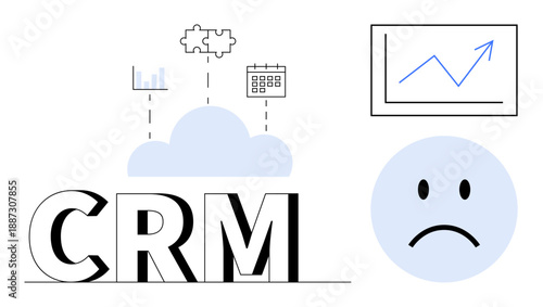 CRM concept. CRM solutions integrate cloud computing, productivity tools, and customer sentiment analysis for better decision-making. CRM supports analytics, business strategies, customer service