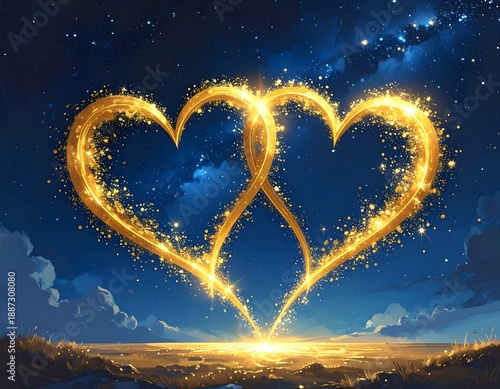 Golden Hearts in the Night Sky - A Romantic Fantasy.