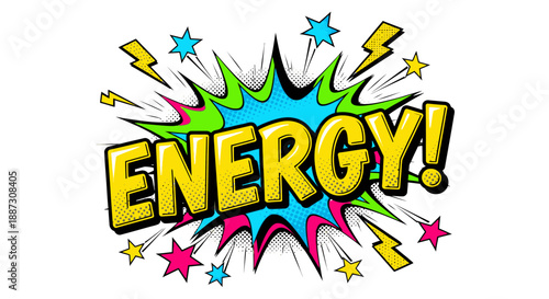 Colorful Comic Book Style Energy Illustration.