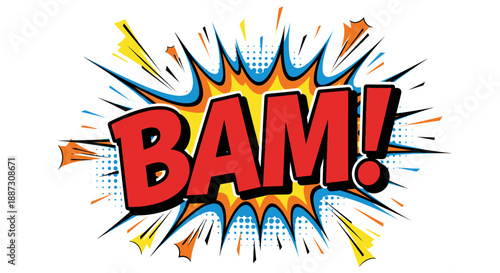 Comic Book Style Bam Text Explosion.