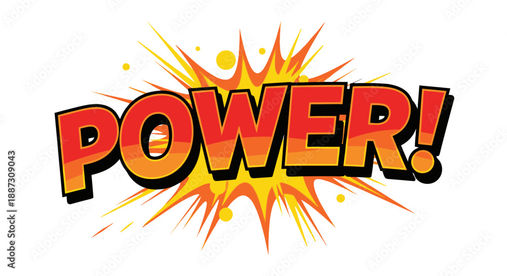 Naklejka premium Vibrant Comic Style Power Text Illustration.