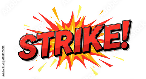 Strike word with red bold font effect.